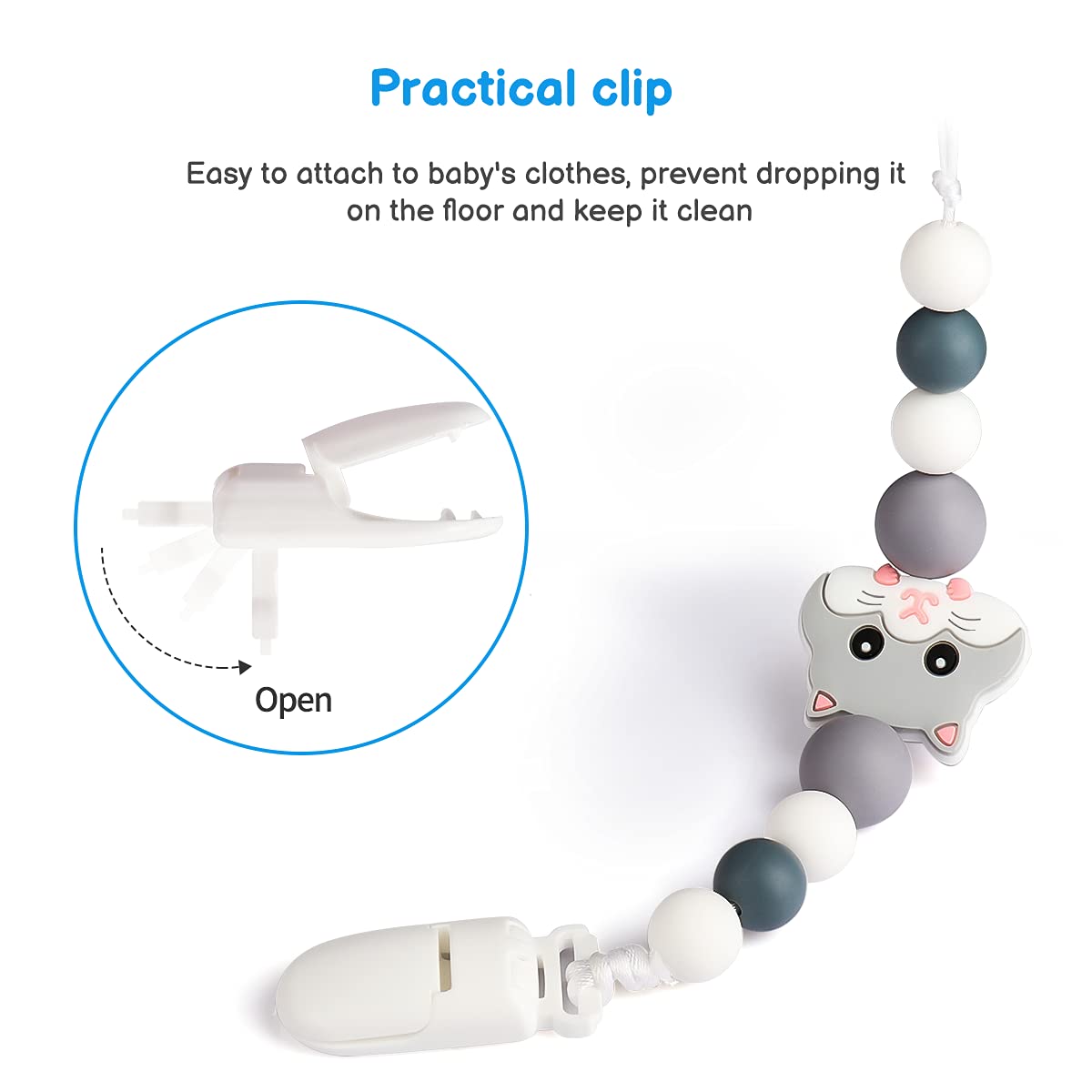 Silicone Baby Teething Toys with Pacifier Clip Holder Set L259