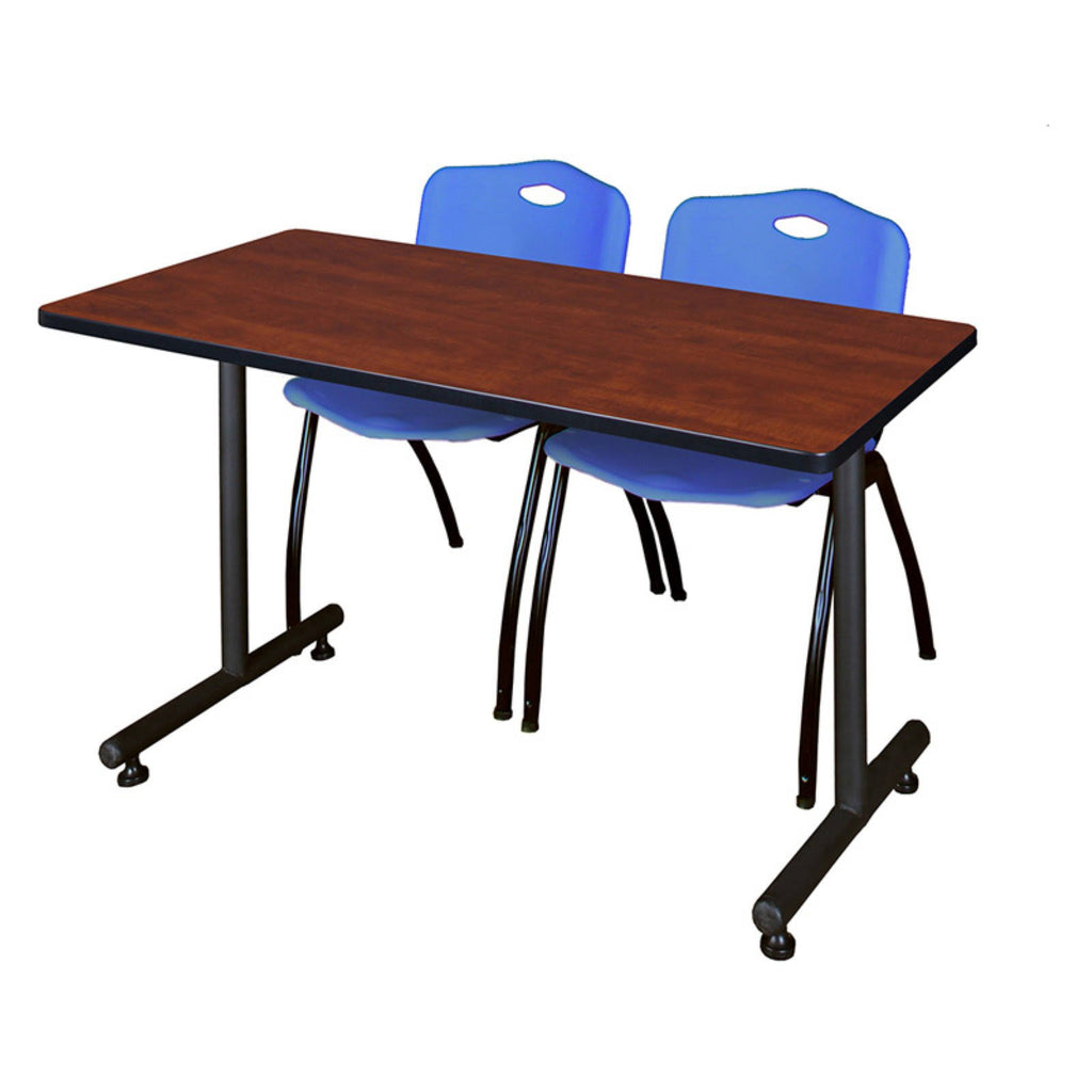 Cherry Training Table with 2 Grey Stack Chairs J109021