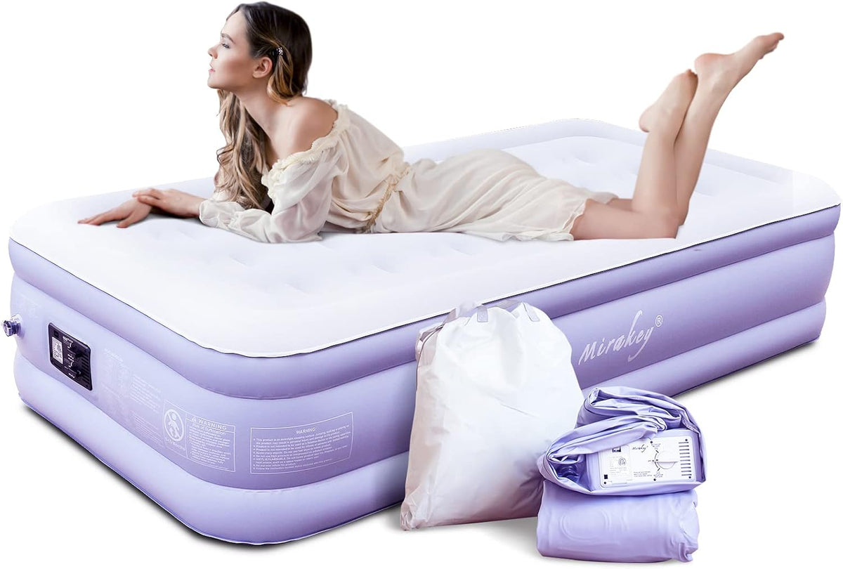 Light Blue Twin Air Mattress with Built in Pump, Pack of 2 J747