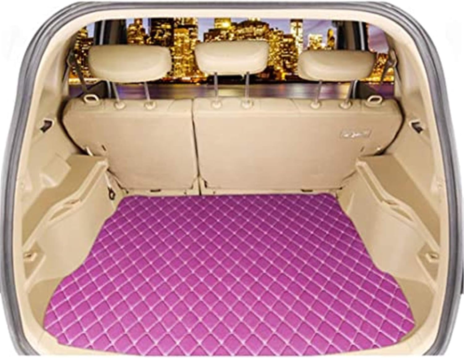 Purple Leather Full Car Floor Mats with Cargo Mat T726528