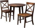3-Pcs Wood Round Table and Chairs Set, Rich Mahogany R767247