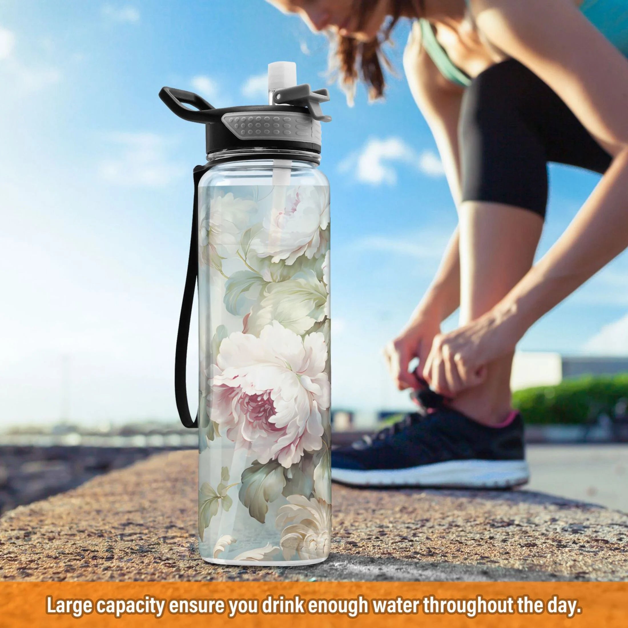 Clear 32oz Tritan Water Bottle with Straw K62190