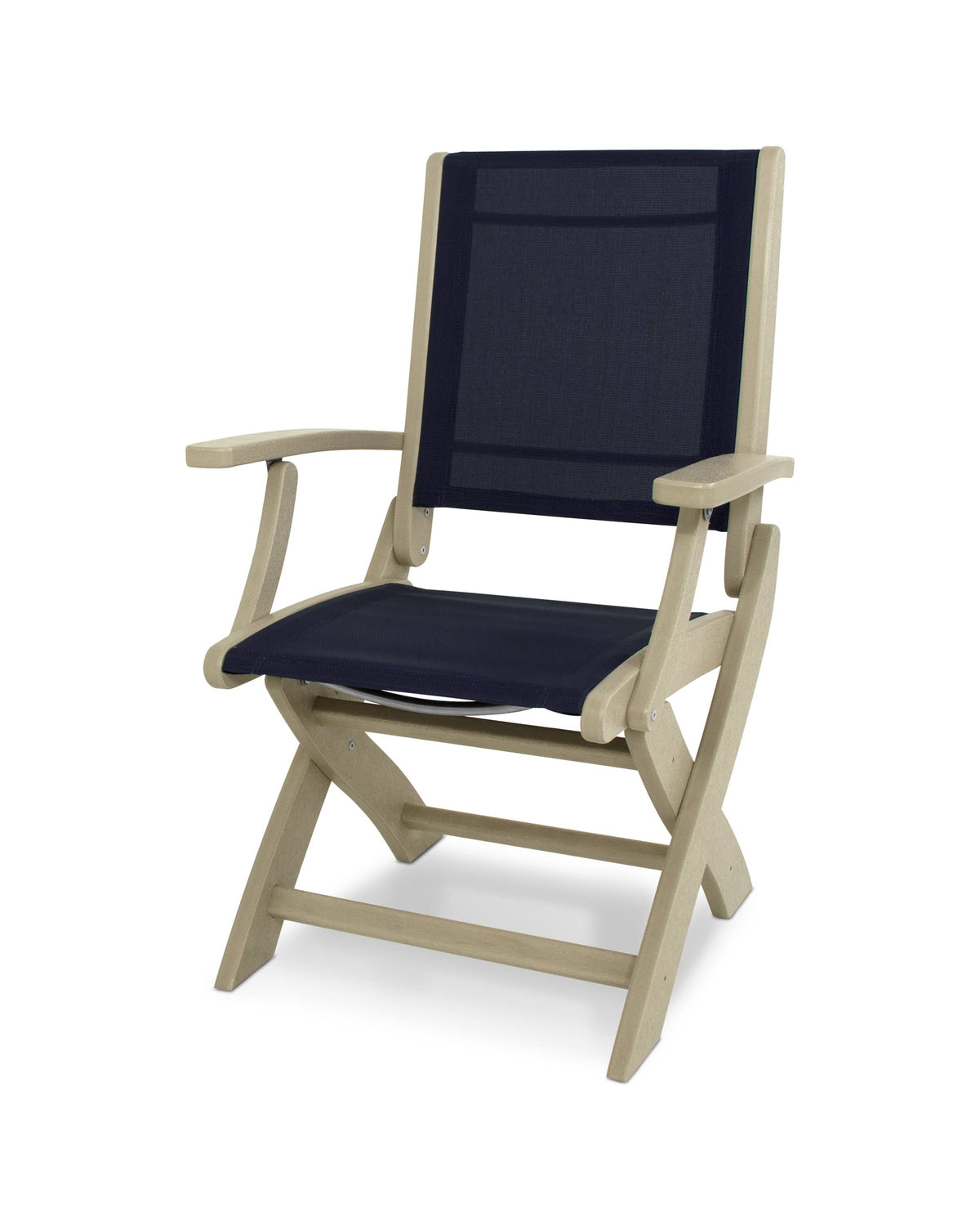 Coastal Folding Chair in Sand / Navy Blue S80889