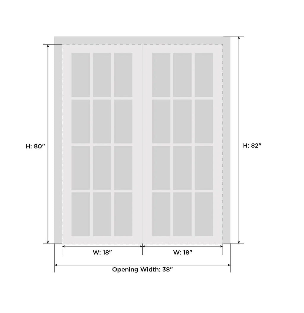 Solid French Double Doors 36 x 80 inches Painted Grey Oak Wood F630837