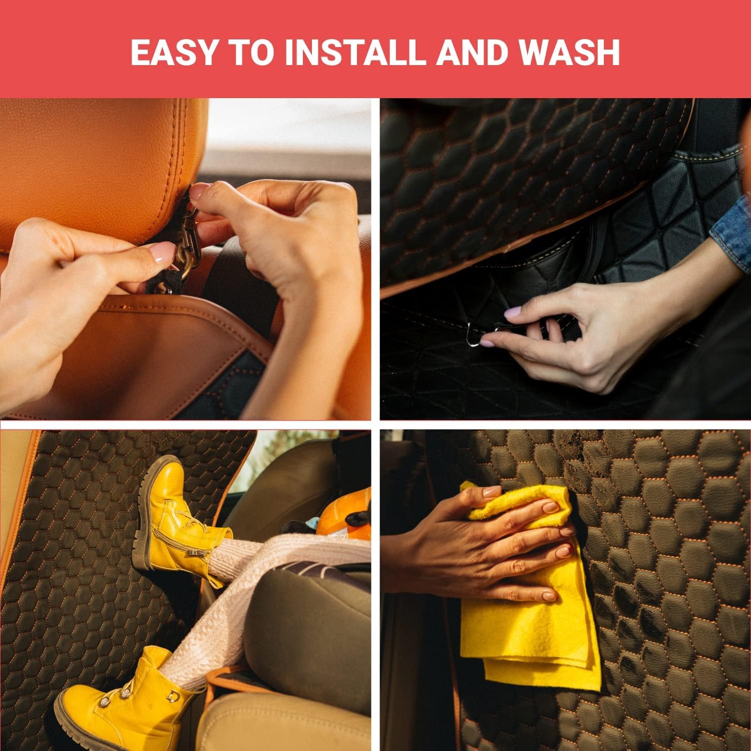 Black Brown Tan Car Seat Kick Mat Pack of 2 T539