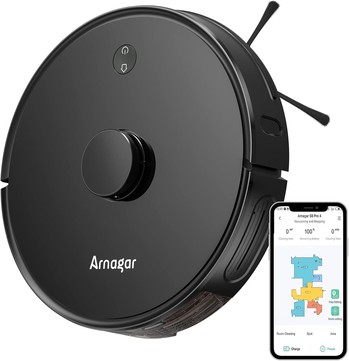 S8 Robot Vacuum and Mop Cleaner, 3500Pa Suction, App and Alexa Compatible I993182
