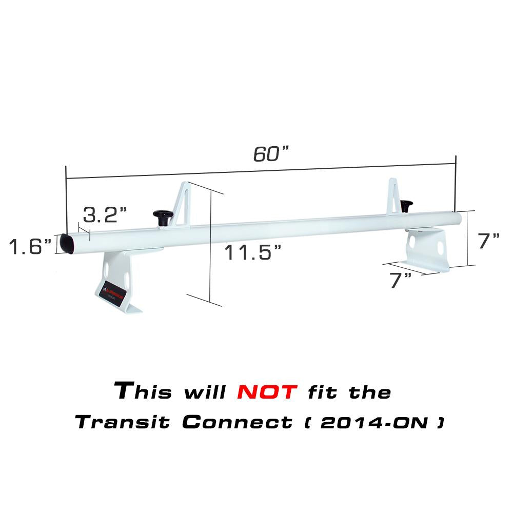 Aluminum 2 Bar Utility Drilling Van Roof Rack System with Ladder Stopper Gloss White R6408