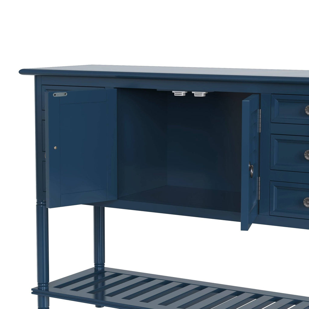 Green 6 Drawer Console Table with Cabinet D2084