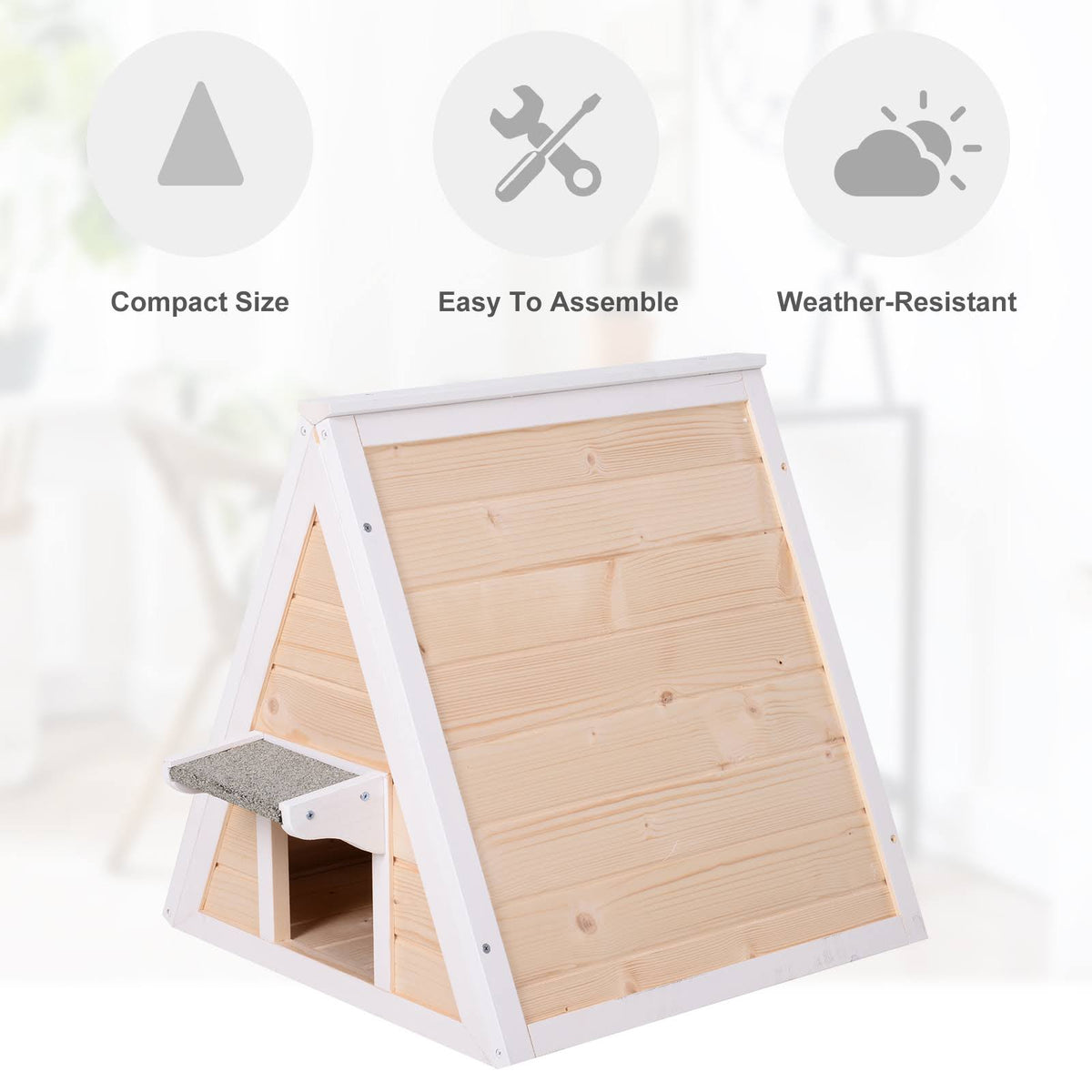 Solid Wood Cat Condo Outdoor Pet Shelter D470