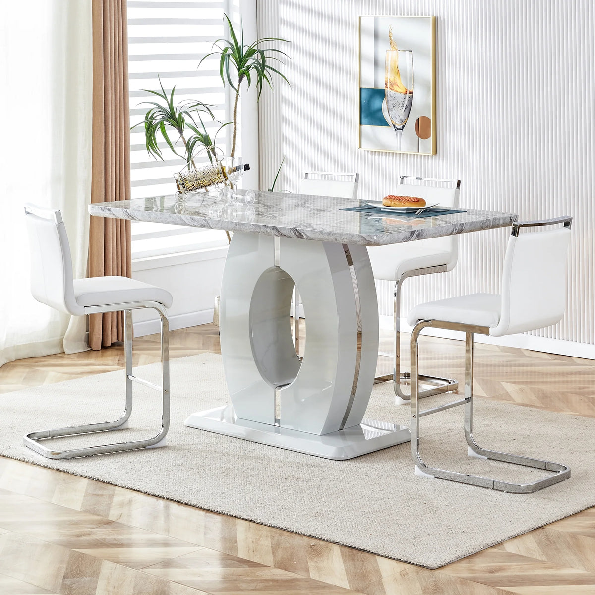 White Leather Counter Height Bar Stools Set of 2 I7621