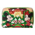 Disney Mickey & Minnie Hot Cocoa Fireplace Christmas Zip Around Wallet B13758