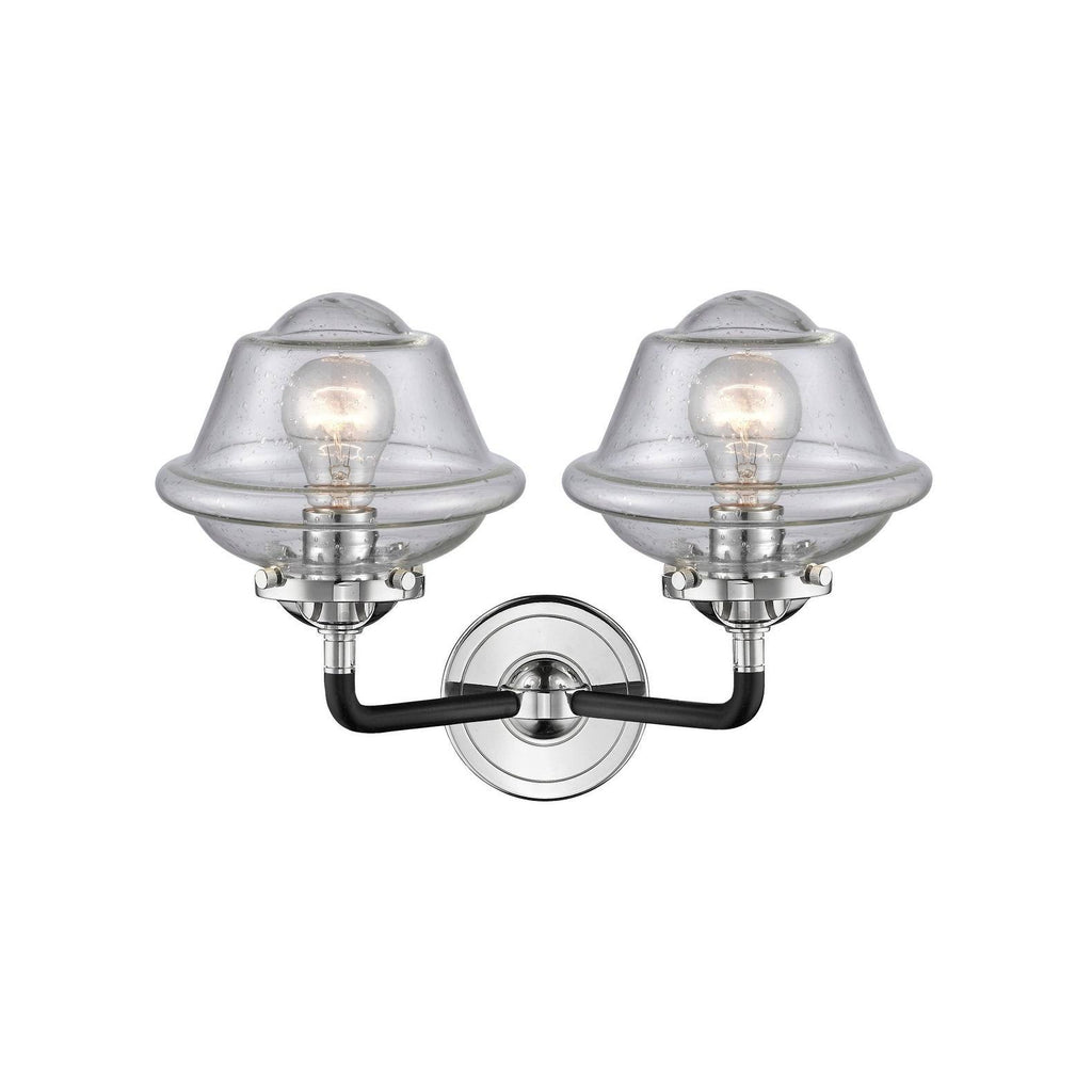 13 inch 2 Light Bath Vanity Oil Rubbed Bronze with Seedy Glass O1608