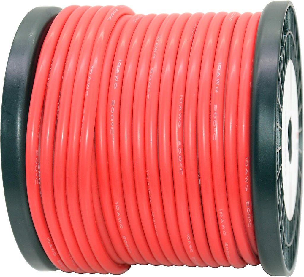 10 AWG Silicone Wire 90 Feet Red Stranded Tinned Copper Wire, Pack of 2 V7722