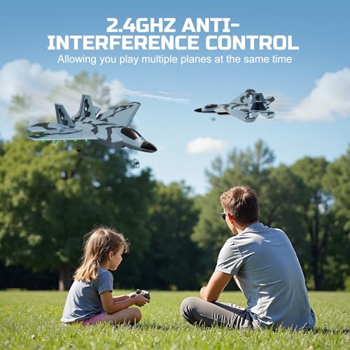 F-22 Glider Fighter Jet Remote Control Airplane with LED Lights, 2 Batteries U1386
