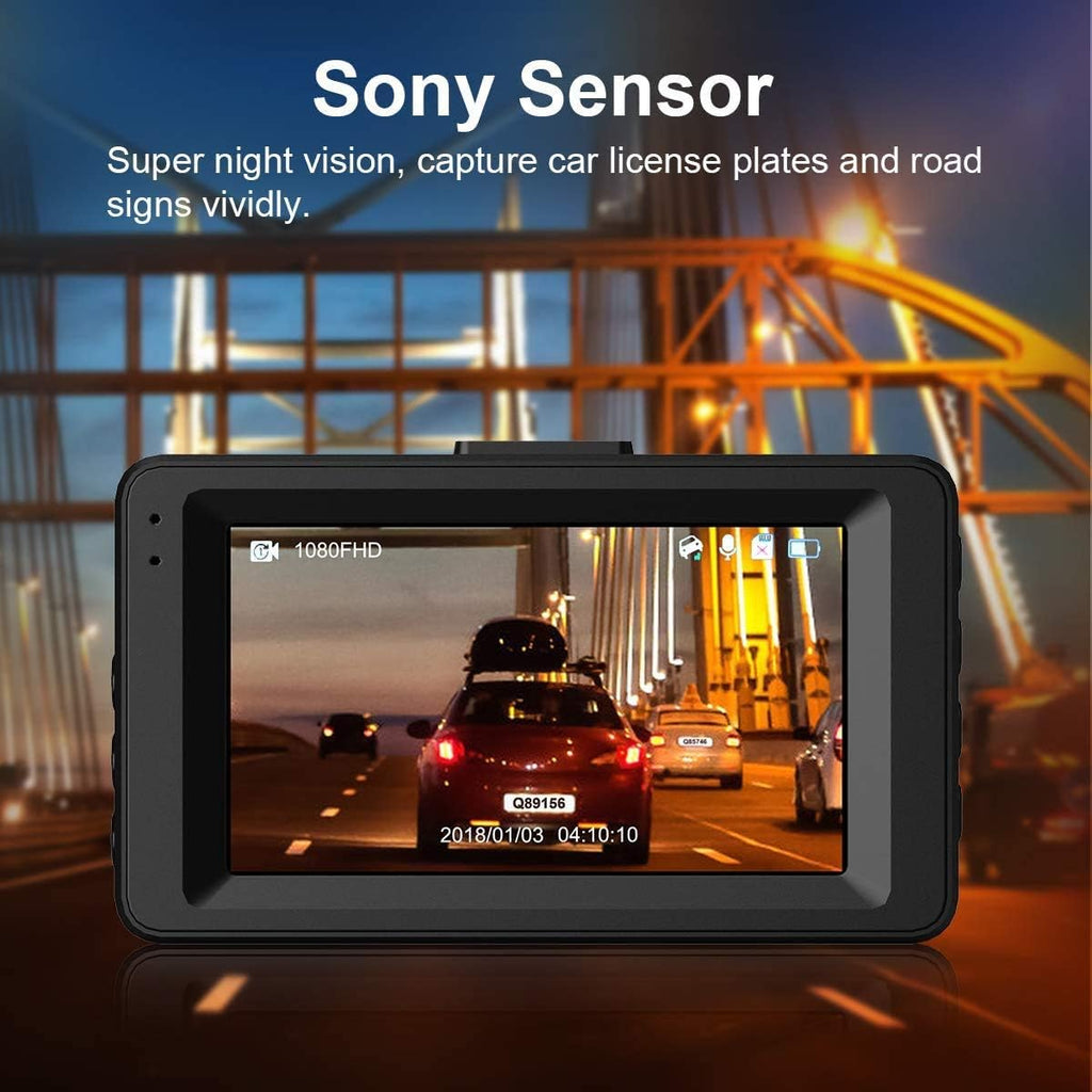 Dash Cam Front and Rear 1080P Full HD Dual Dash Cam 3 IPS Screen Night Vision 170° Wide Angle Motion Detection Parking Monitor G-Sensor with SD Card Pack of 2 U851175