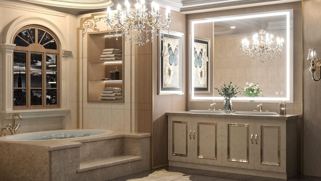 LED Bathroom Vanity Mirror 40 x 32 Inch, Dimmable, Anti-Fog, Wall Mounted D11816