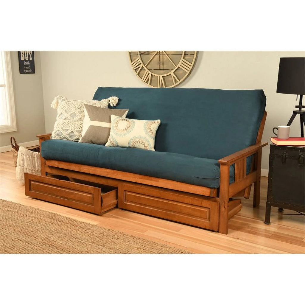 Navy Suede Mattress Storage Drawers L1923