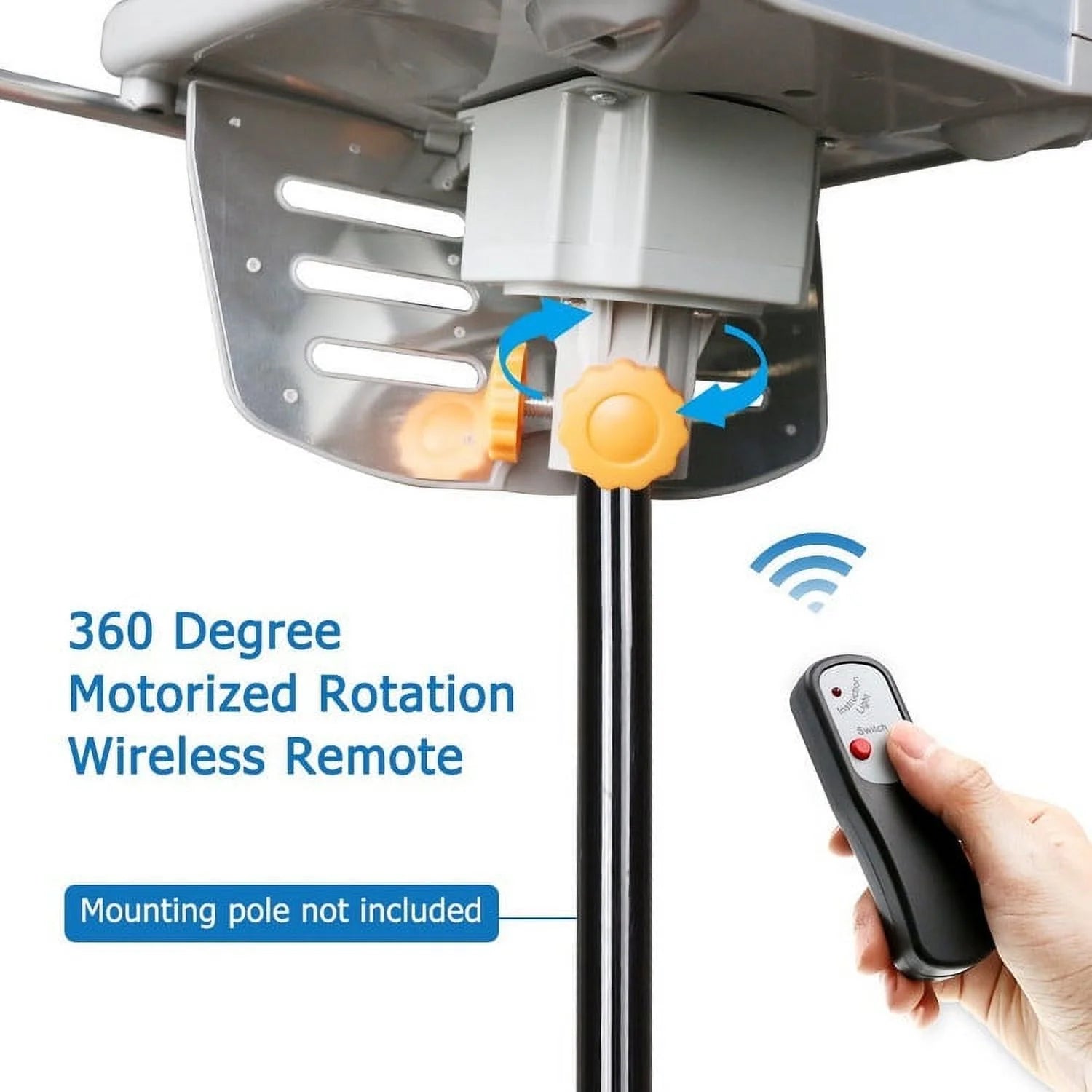 Outdoor 4K Motorized TV Antenna with Roof Tripod Mount Pole 360 Degree Rotation OTA Amplified HD Z63343