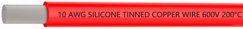 10 AWG Silicone Wire 90 Feet Red Stranded Tinned Copper Wire, Pack of 2 V7722