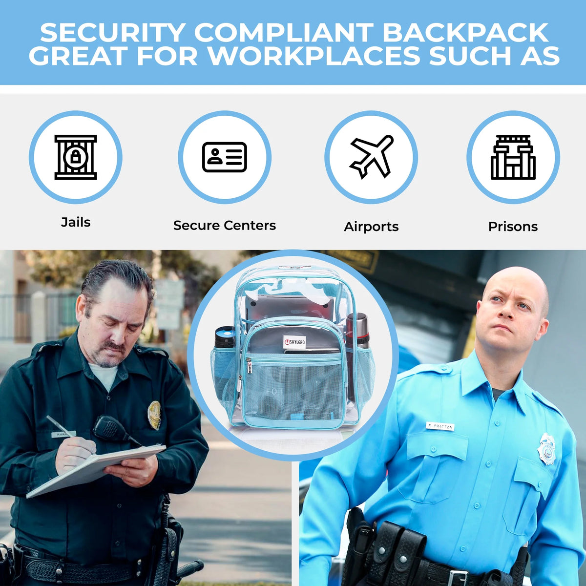 Transparent PVC Clear Backpack XL (32 L) with TSA Lock A623