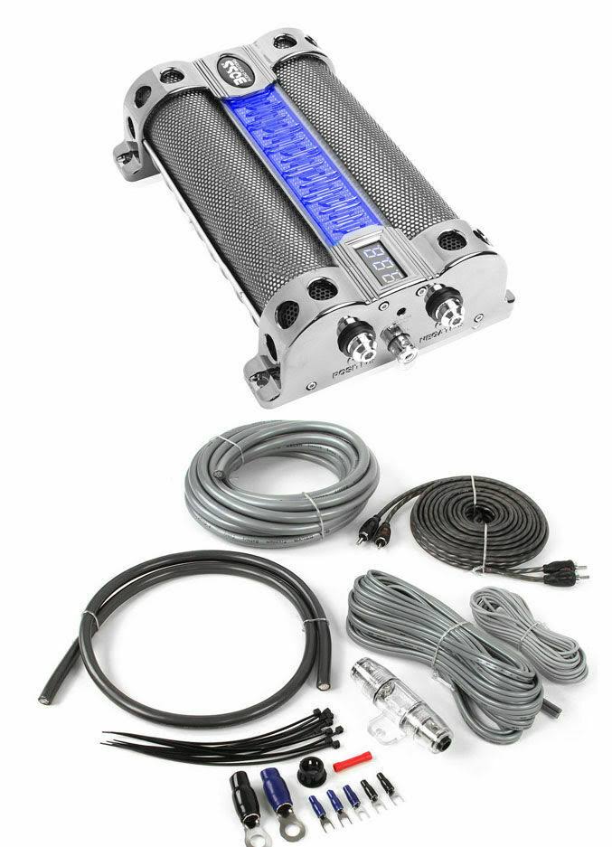 8 Farad LED Digital Car Capacitor with 4 Gauge Wiring Kit R753