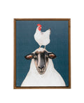 Wood Framed Canvas Wall Decor with Sheep & Chicken H365