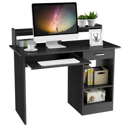 Black Wooden Computer Desk with Drawers D74191