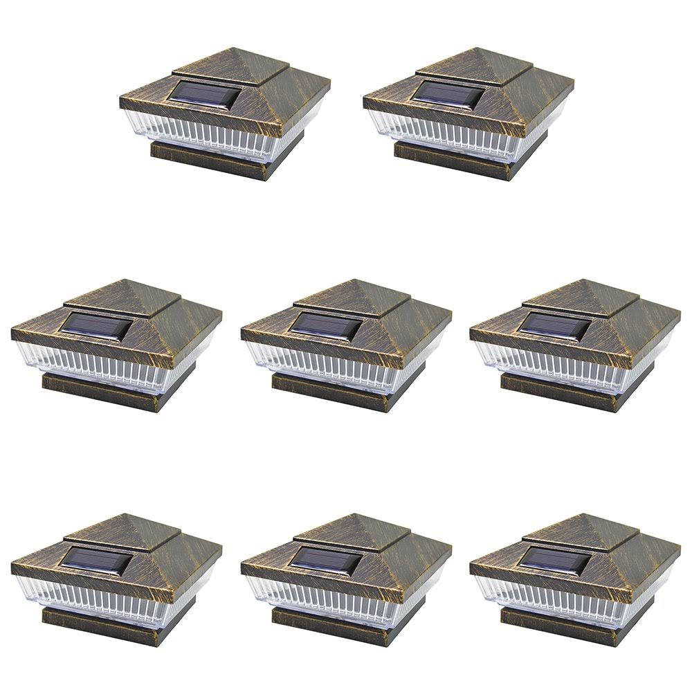 Vintage Bronze Outdoor 4 x 4 Solar 5-LED Post Deck Cap Square Fence Light H359