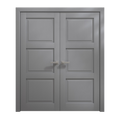 Solid French Double Doors 36 x 80 inches Painted Grey Oak Wood F630837