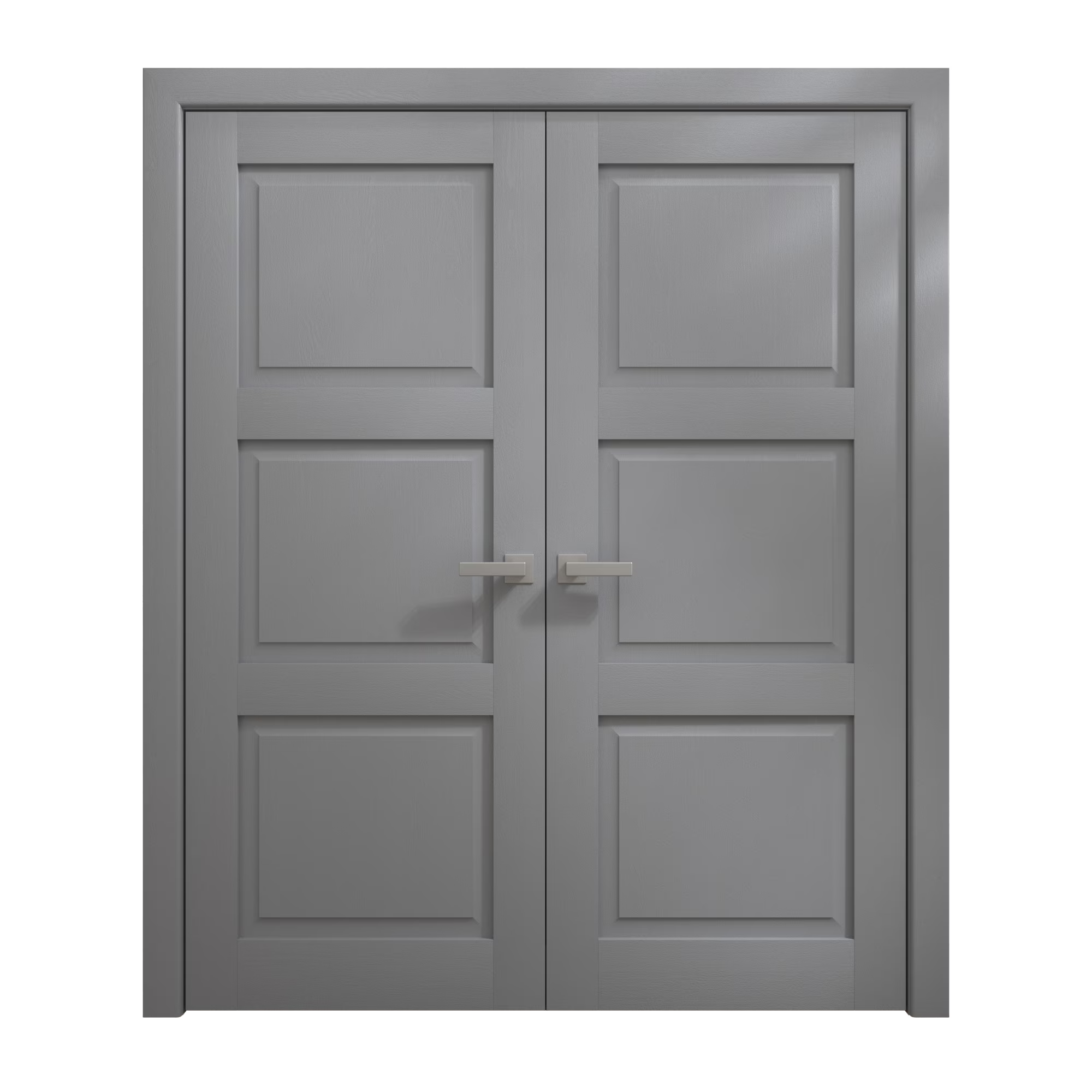 Solid French Double Doors 36 x 80 inches Painted Grey Oak Wood F630837