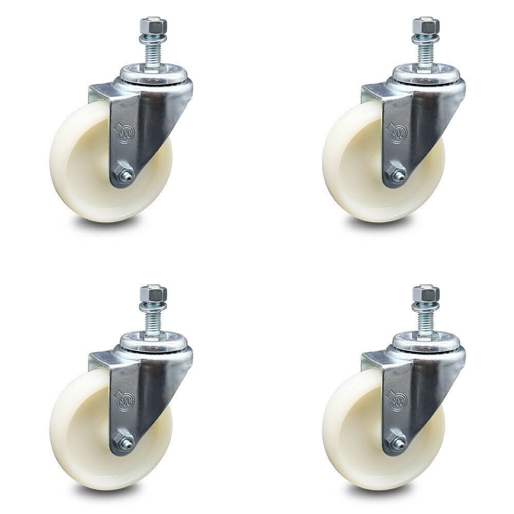 Nylon Swivel Caster Set of 4 with 4x22 Wheels and 1/2x22 Stem G1245