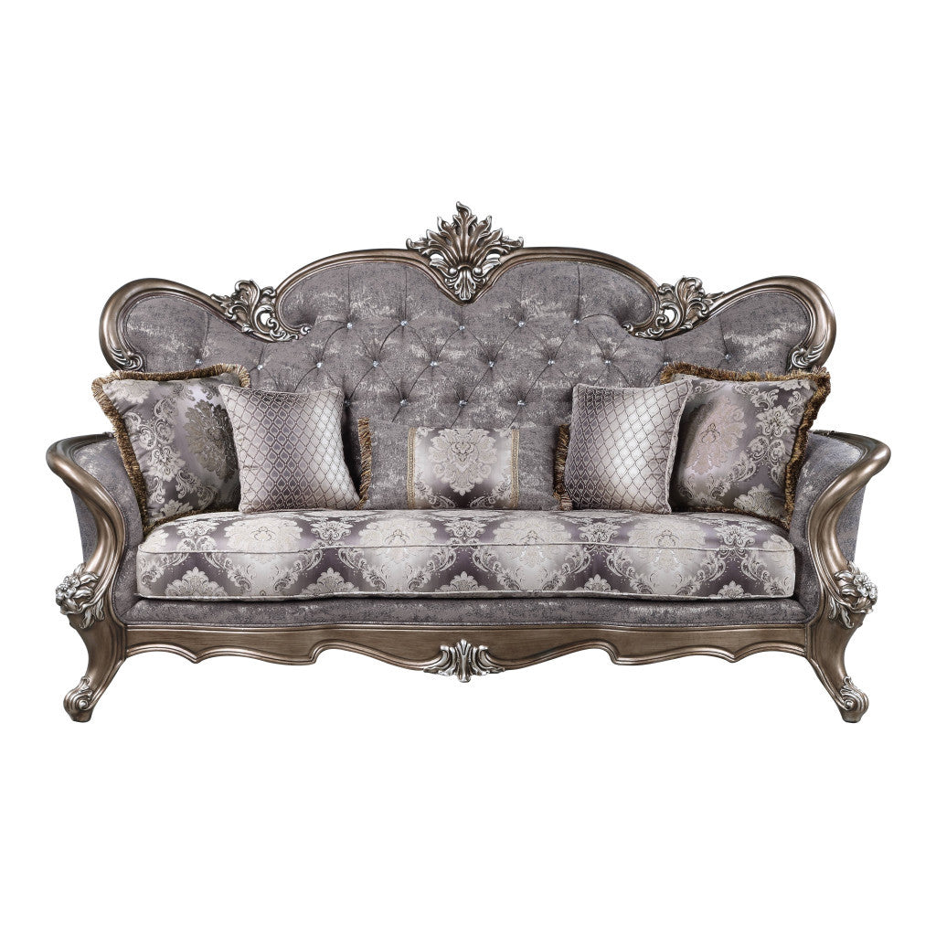 90 in. Fabric Cotton Blend Sofa with Five Toss Pillows Z7933