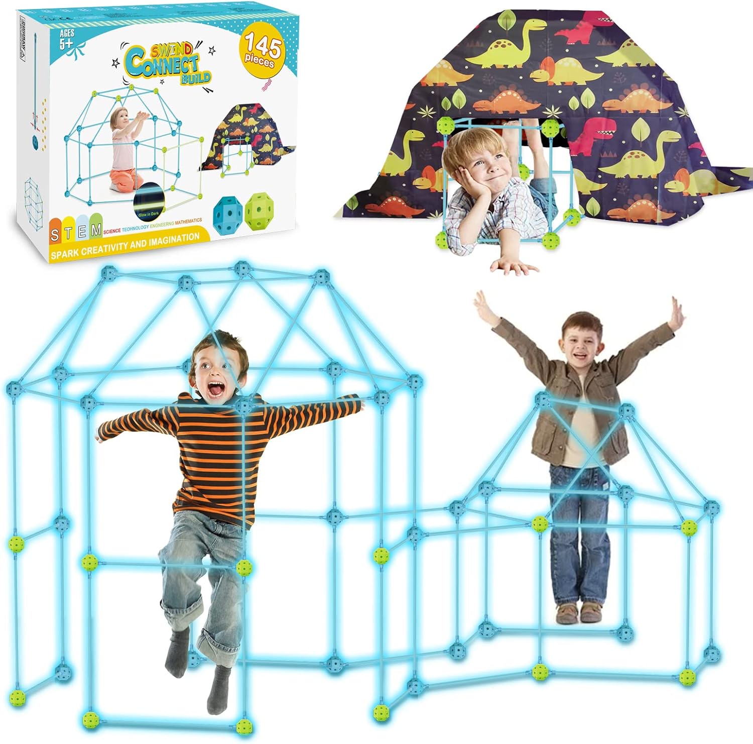 145 Pieces Glow in Dark Fort Building Kit Construction Toys Z289