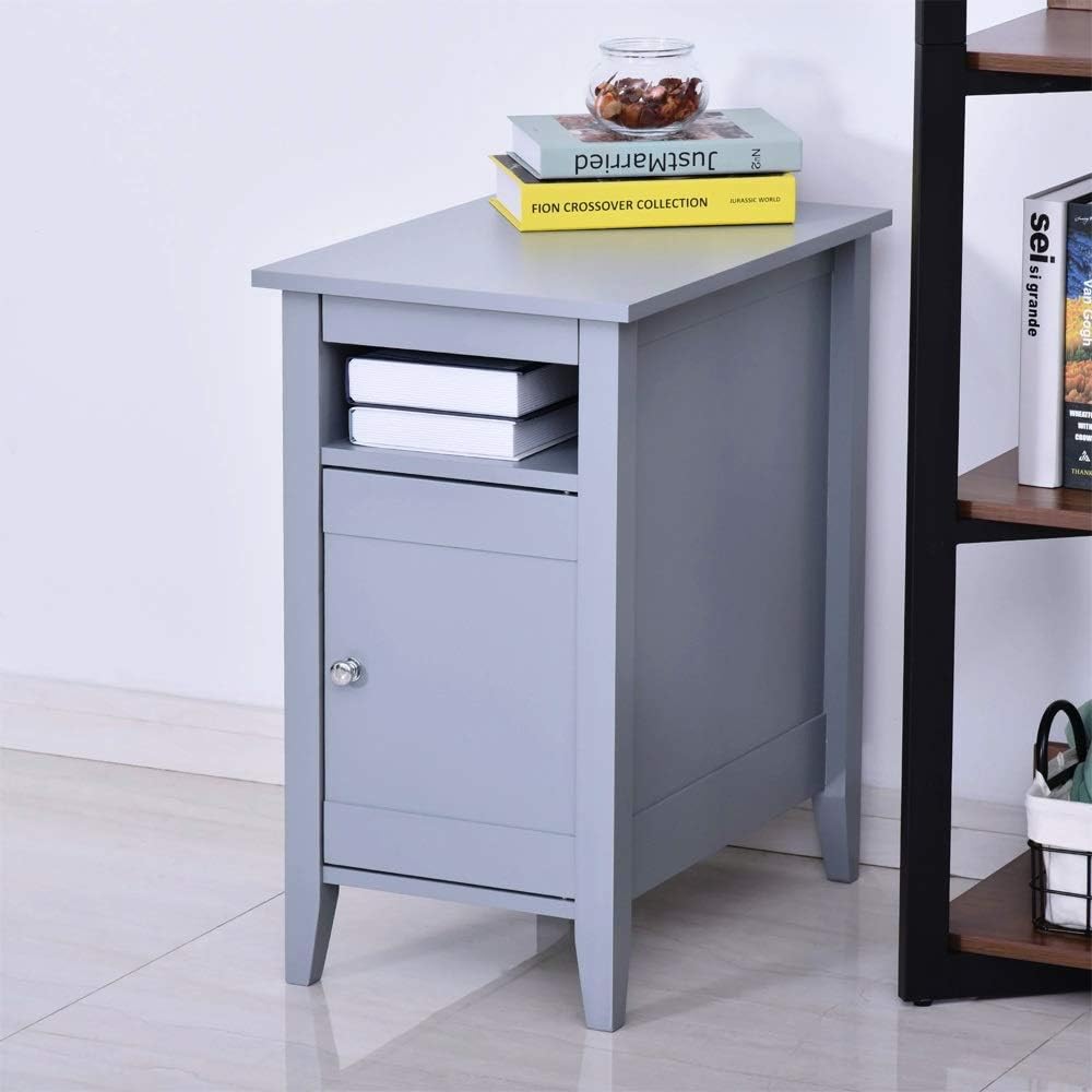 Grey End Table Cabinet Pack of 2 G99319