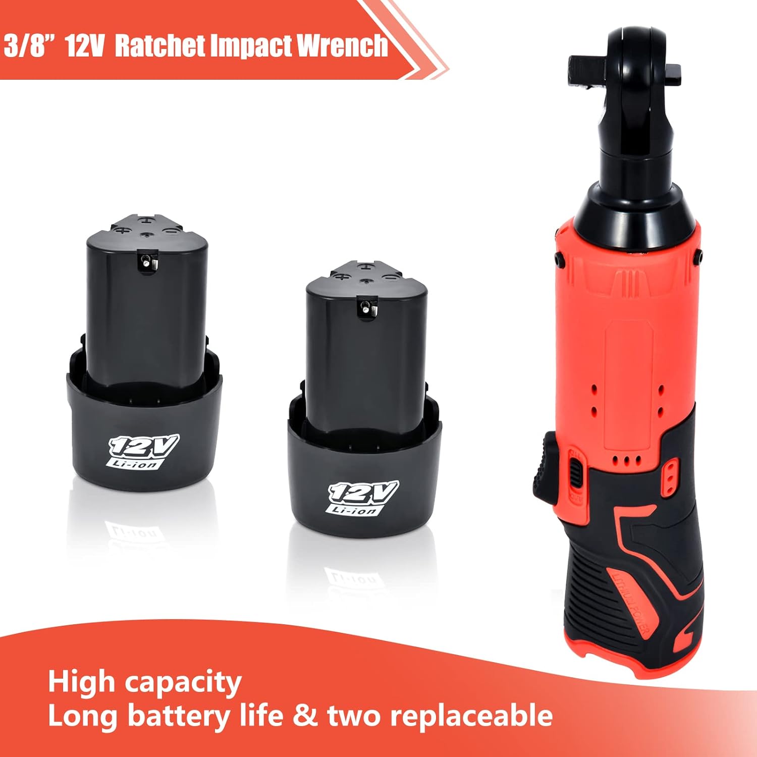 12V 3/8" Cordless Ratchet Wrench Set, 2 Pack Q442