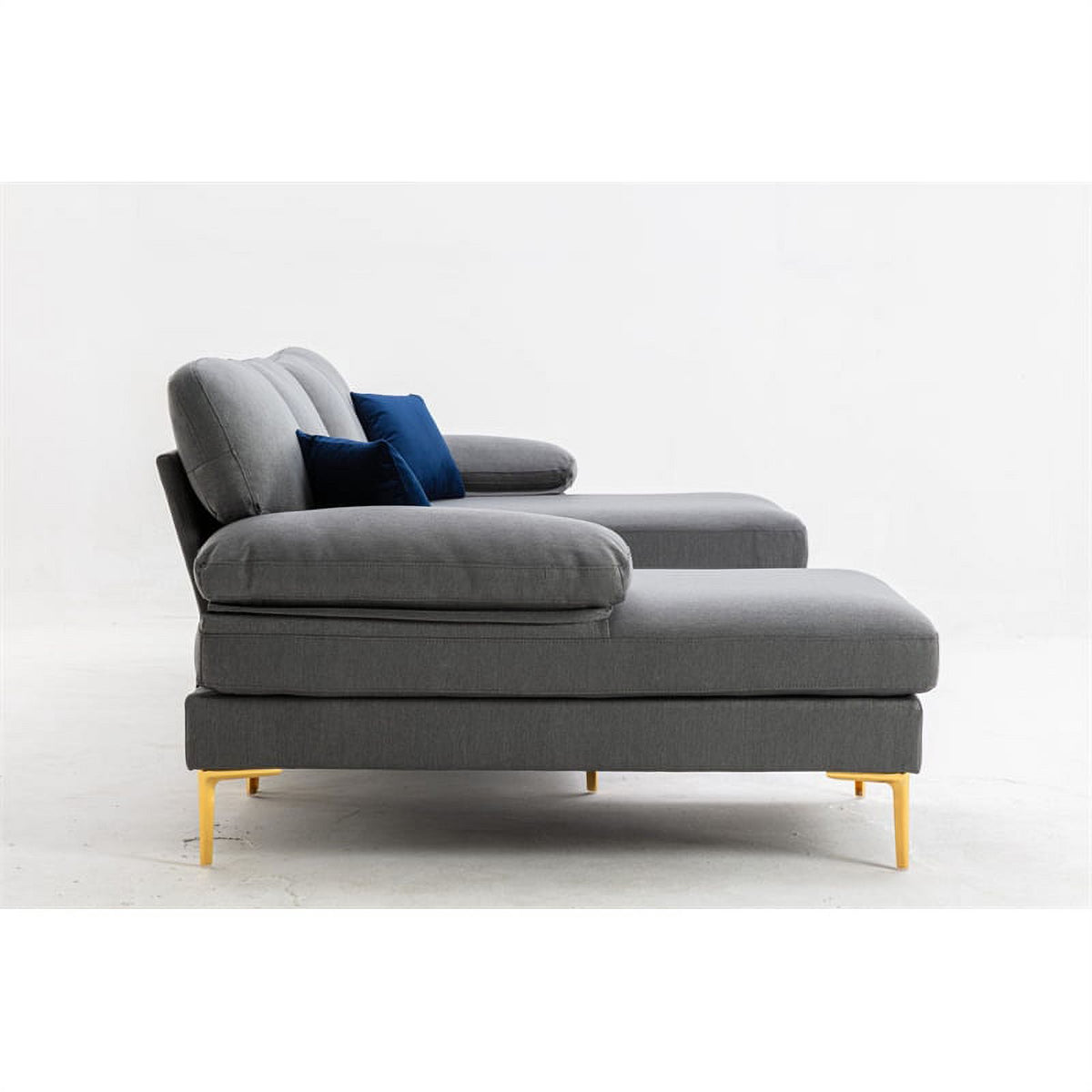 Gray Fabric Linen Blend Sectional Sofa with Chaise B290227
