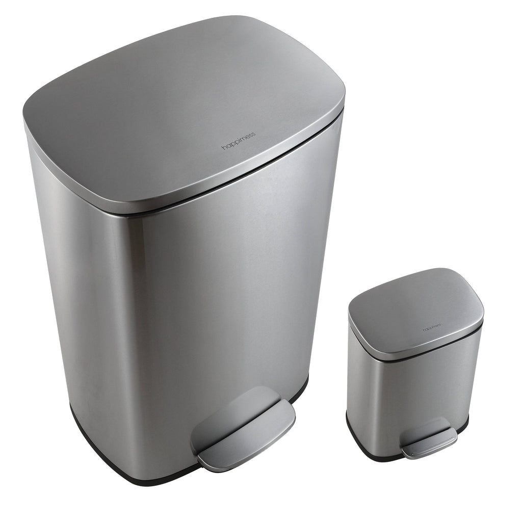 Rectangular 13-Gallon Stainless Steel Trash Can with Soft-Close Lid Z6786