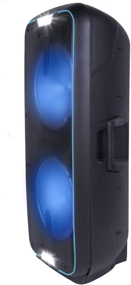 Wireless Rechargeable Portable Bluetooth LED PA System Speaker with 15 Inch Woofers and Karaoke Microphone L2222