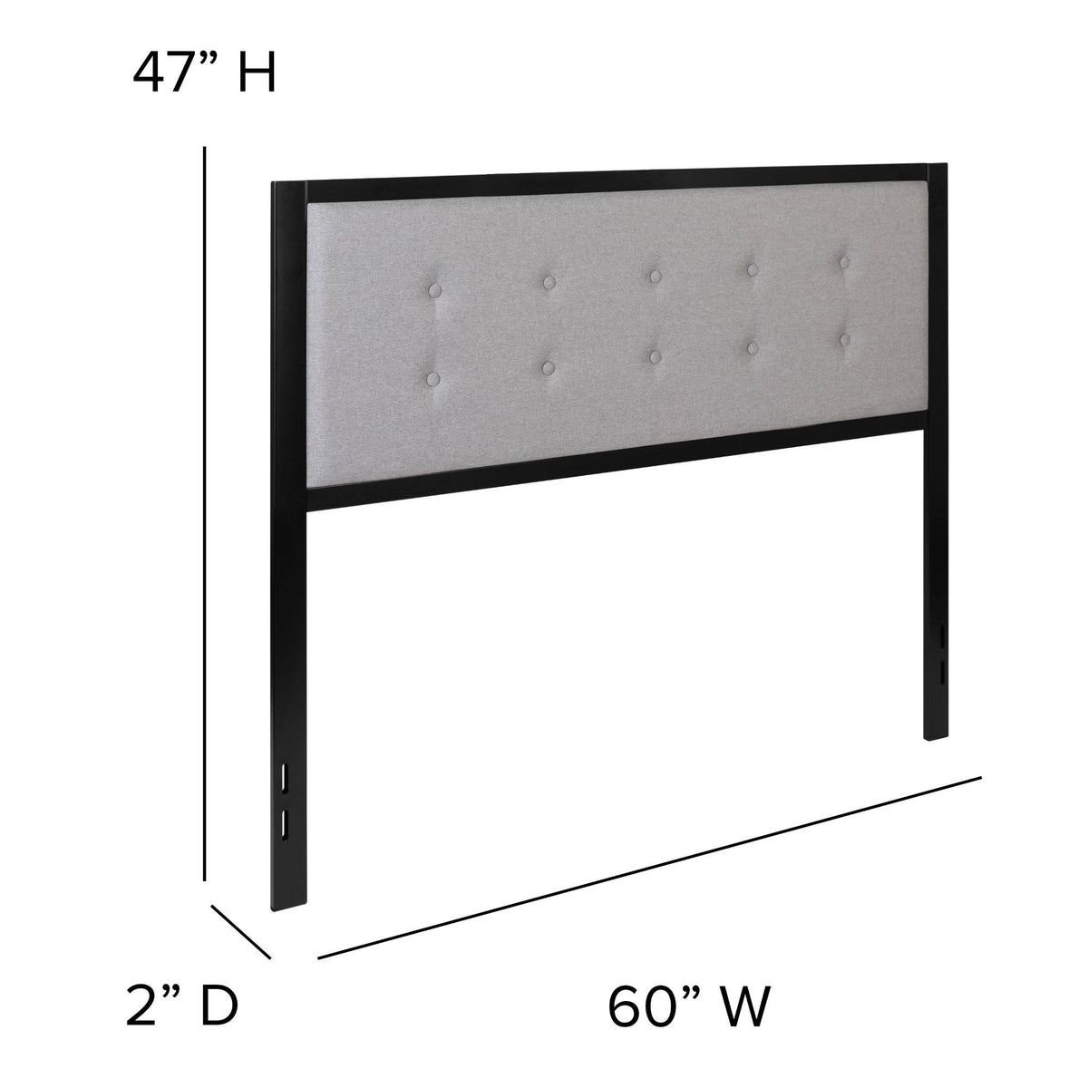 Queen Size Fog Gray Button Tufted Headboard D731760