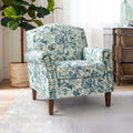 Accent Chair With Wood Legs & Removable Cushion, Floral Design Single Sofa I342