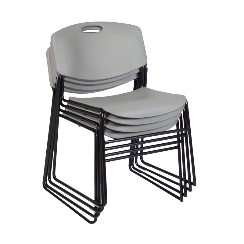 Grey Round Breakroom Table & 4 Stack Chairs I554