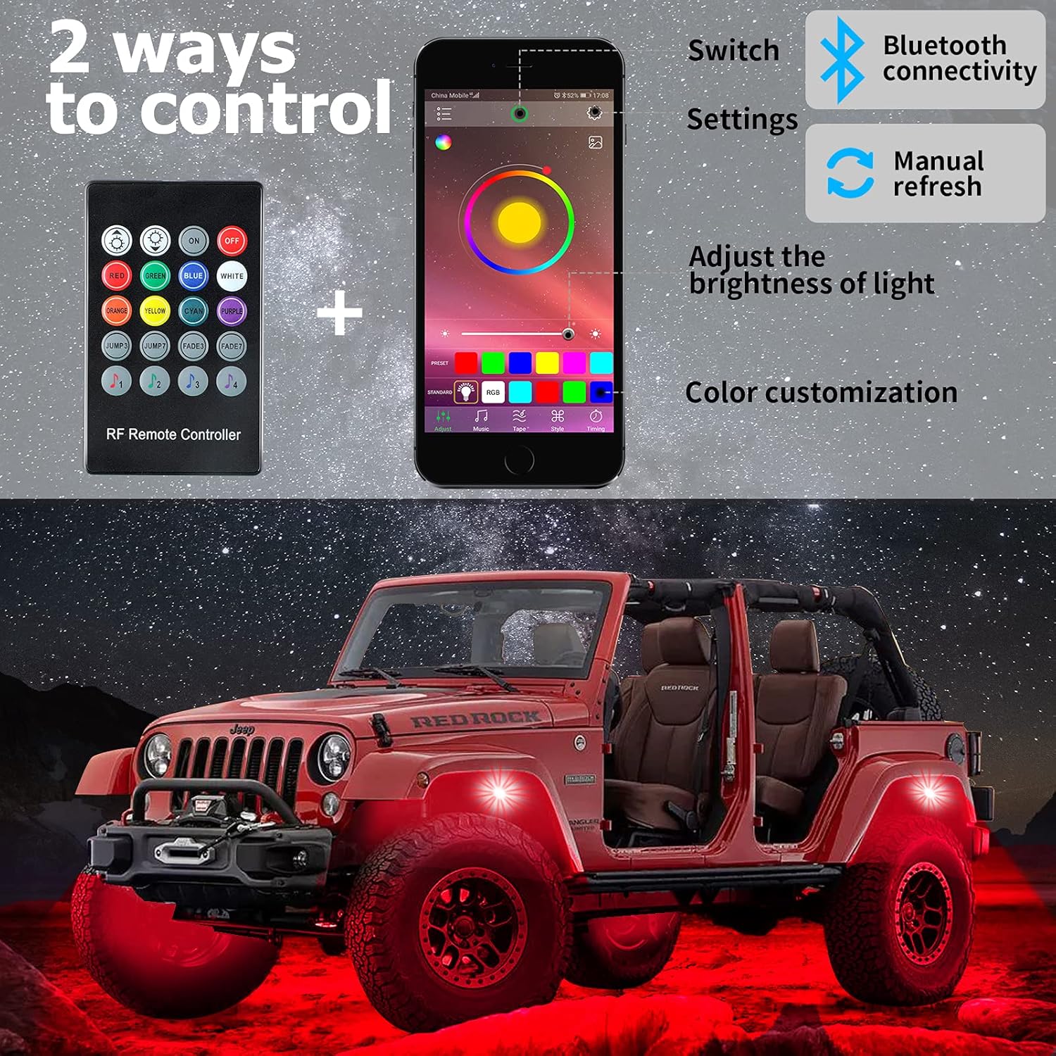 8 Pods Waterproof RGBW LED Car Underglow Light Kit D847