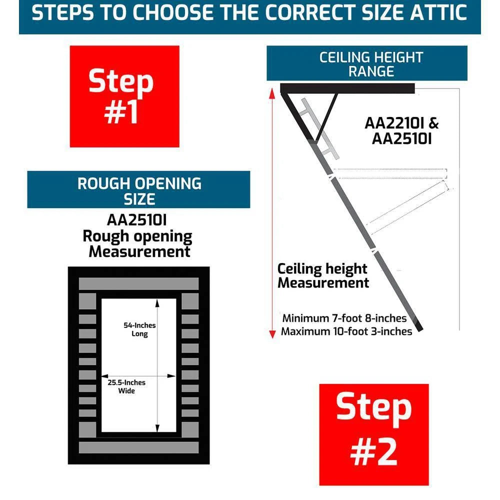 Aluminum Attic Ladder, 7 ft. 8 in. to 10 ft. 3 in., 25.5 in. x 54 in., 375 lbs. Maximum Load Capacity L3814