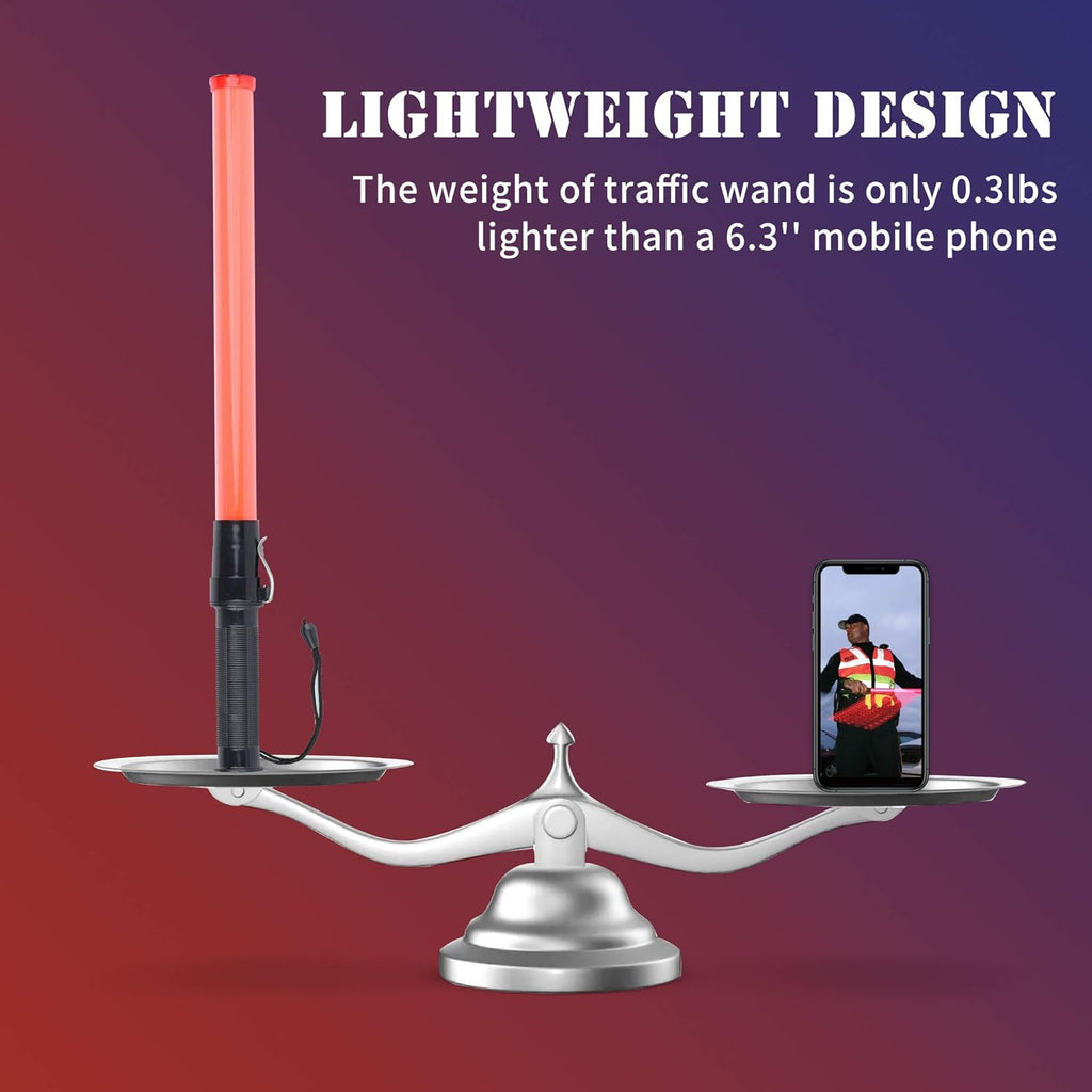 8 Pack 21-inch Safety Traffic Control Wand with 2 Flashing Modes J75506