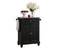 Black Kitchen Island Storage Cabinet with Marble Finish Top I339031