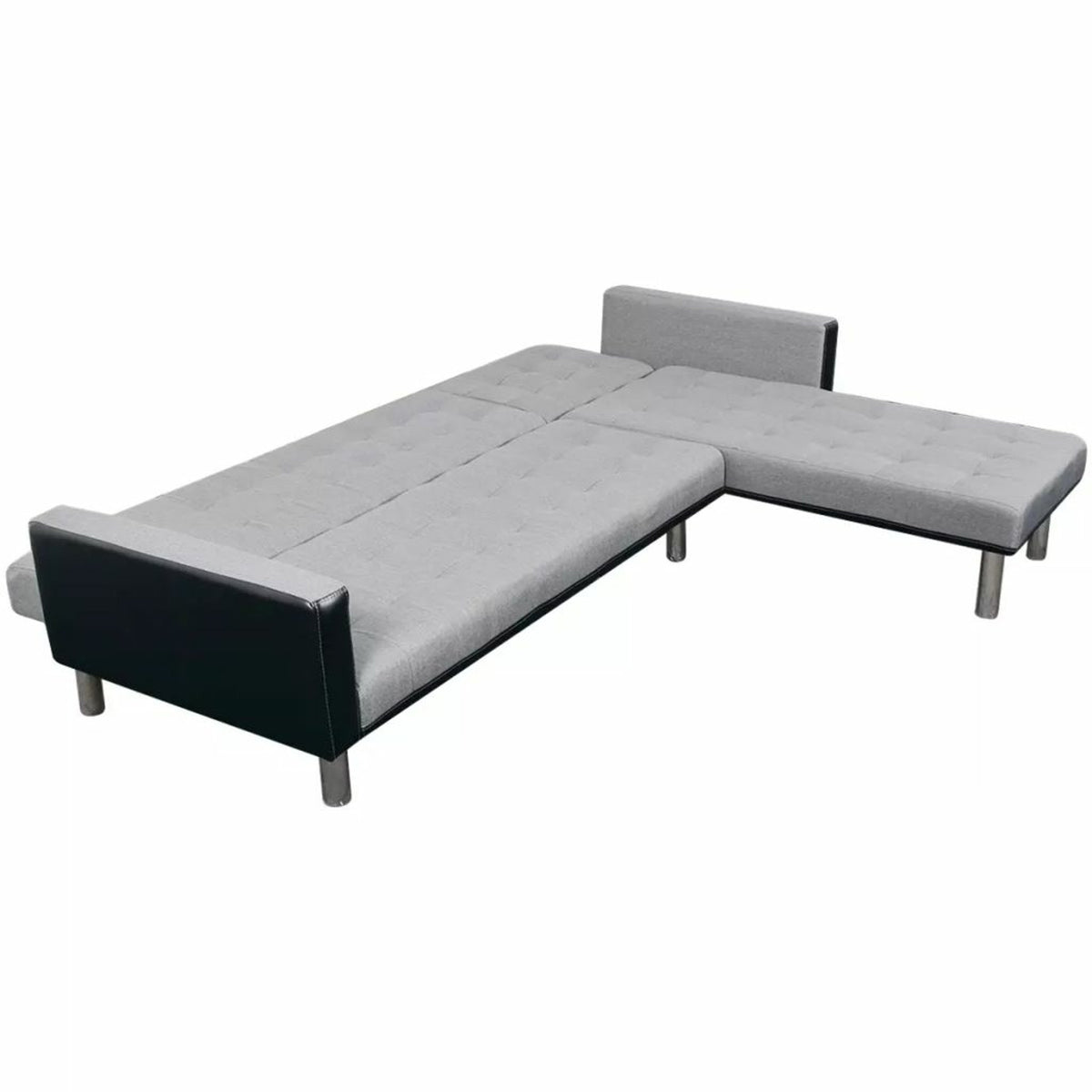 L-shaped Sofa Bed Fabric Black and Gray O73806