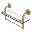 Satin Brass Gallery Glass Shelf with Towel Bar - 16 inch U33629