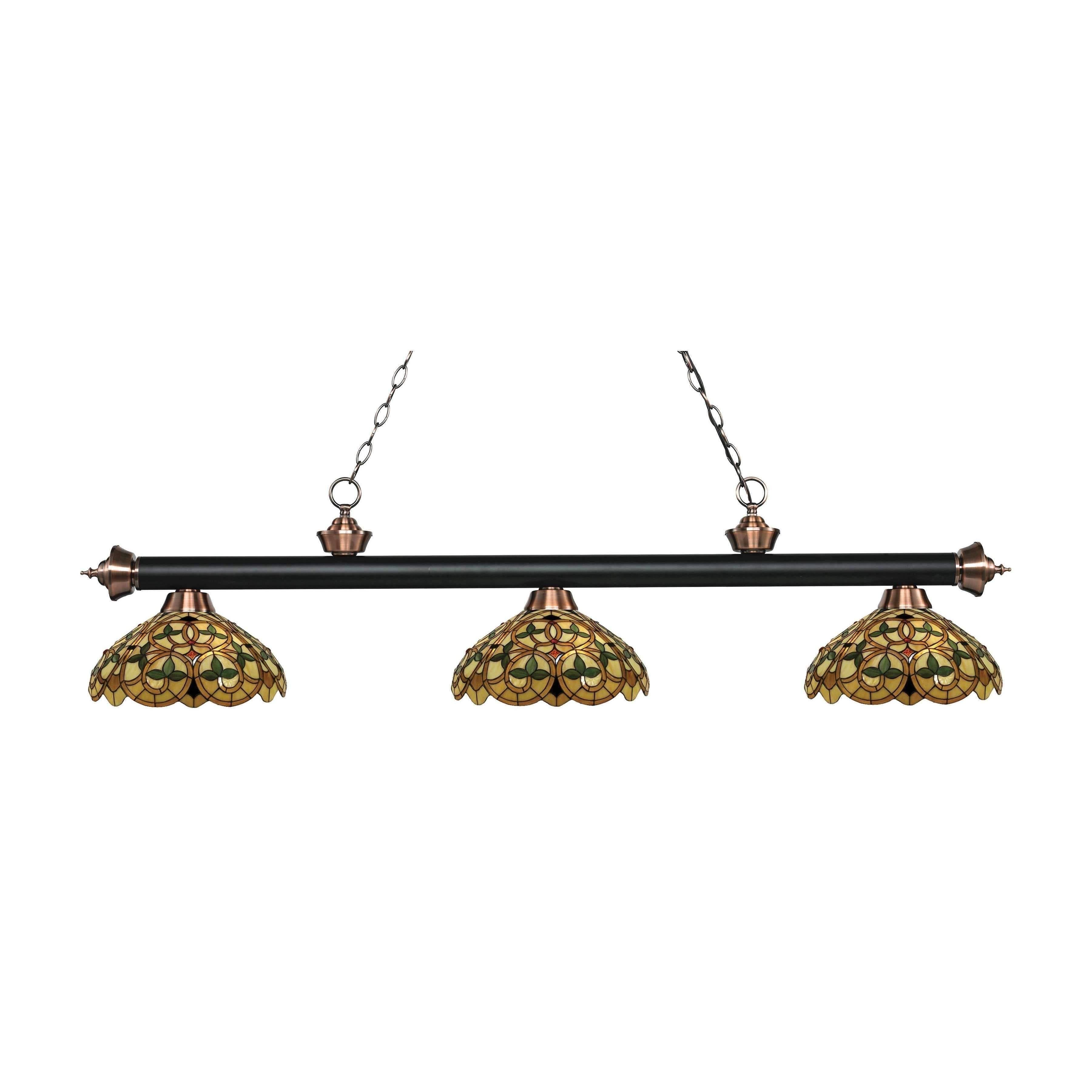 Matte Black Antique Copper 3 Light Billiard Light F983920