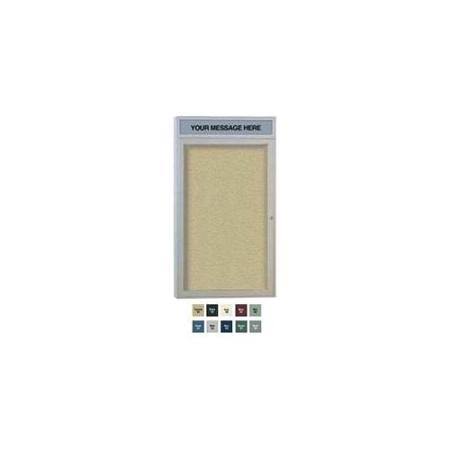 Navy 1-Door Enclosed Vinyl Bulletin Board X30513