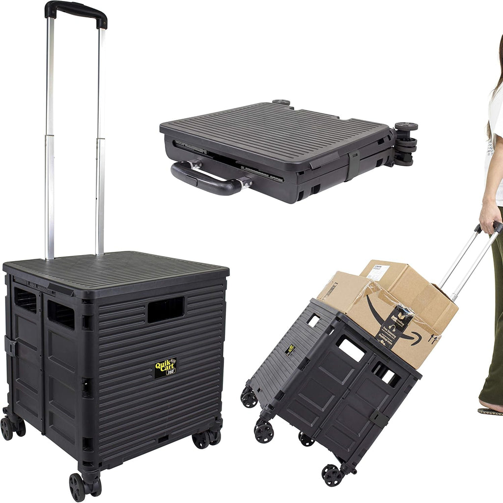 Black Heavy Duty Collapsible Utility Cart with Seat F100423